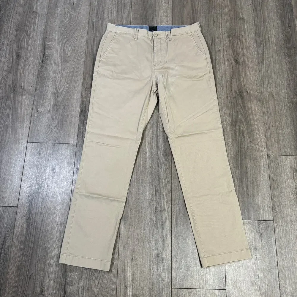 J.Crew 770 Straight-fit Stretch Chino Pants 33x32 Khaki Flat Front Twill Zip Fly